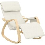 Homcom - fauteuil � bascule - fauteuil relax repose - pied r�glable, poche rangement, t�ti�re - bois ...