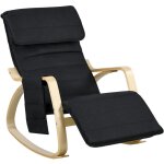 Homcom - fauteuil � bascule - fauteuil relax repose - pied r�glable, poche rangement, t�ti�re - bois ...