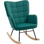Fauteuil  bascule rocking chair design - structure acier pitement bois effet velours vert