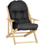 Homcom - fauteuil chaise pliable et inclinable en bois grand confort avec coussin capitonné épais - dim. ... Homcom - fauteuil chaise pliable et inclinable en bois grand confort avec coussin capitonné épais - dim. ...