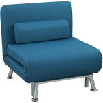 Homcom - fauteuil convertible 3 en 1 chauffeuse lit avec coussin bleu canard Homcom - fauteuil convertible 3 en 1 chauffeuse lit avec coussin bleu canard