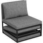 Homcom - fauteuil convertible chauffeuse coussin et housse inclus mtal noir tissu gris