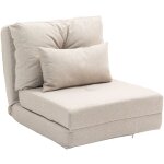 Homcom - fauteuil convertible chauffeuse inclinable - coussin inclus - tissu beige Homcom - fauteuil convertible chauffeuse inclinable - coussin inclus - tissu beige