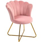 Homcom - fauteuil design coquillage pitement acier dor velours rose poudr