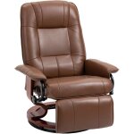 Homcom - fauteuil relax inclinable pivotant repose - pied r�glable pi�tement bois rev�tement synth�tique ...