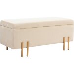 Homcom - grand pouf coffre de rangement design contemporain - banc avec espace de rangement - dim. 100l ...