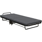 Homcom - lit pliant d'appoint 1 personne - lit pliant sur sommier à roulettes - métal noir tissu gris ... Homcom - lit pliant d'appoint 1 personne - lit pliant sur sommier à roulettes - métal noir tissu gris ...