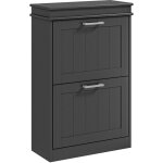 Homcom - meuble  chaussures 2 portes abattants 2 tagres poignes mtal noir mdf noir