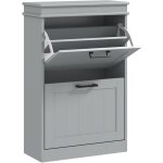 Homcom - meuble � chaussures 2 portes abattants 2 �tag�res poign�es m�tal noir mdf gris