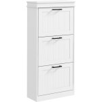 Homcom - meuble  chaussures 3 portes abattants 3 tagres poignes mtal noir mdf blanc