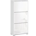 Homcom - meuble  chaussures 3 portes abattantes 3 compartiments mdf blanc laqu