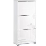 Homcom - meuble à chaussures 3 portes abattantes 3 compartiments mdf blanc laqué Homcom - meuble à chaussures 3 portes abattantes 3 compartiments mdf blanc laqué
