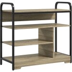 Homcom - meuble  chaussures 4 niv. style industriel - dim. 70l x 30l x 65h cm - mtal noir aspect chne ...
