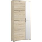Homcom - meuble  chaussures - 4 portes abattantes, 2 portes miroirs, tagres rglables - aspect bois ...