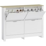 Homcom - meuble � chaussures - bois - 105x26x80cm - blanc, bois naturel