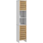 Homcom - meuble colonne salle de bain style cosy chic - 2 portes, 2 tagres, 2 niches - dim. 35l x 30l ...