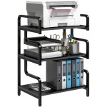 Homcom - meuble imprimante design - support imprimante 3 �tag�res - acier panneaux noir