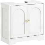 Homcom - meuble sous vasque design effet bois blanc poign�es m�tal dor� �tag�re dim. 60 x 30 x 65 cm