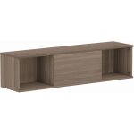 Homcom - meuble tv flottant suspendu - 2 niches, porte battante - effet bois noisetier brun gris
