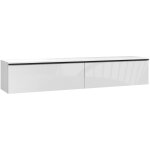 Homcom - meuble tv suspendu meuble tv flottant design faade blanc laqu 2 portes