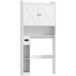 Homcom - meuble wc meuble dessus toilettes 2 portes �tag�re 3 niches porte - papier blanc