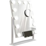 Miroir hollywood led rotatif grossissant dim. 36, 5 x 45, 5 cm 12 ampoules 3 modes luminosit port charge ...