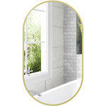 Homcom - miroir mural ovale dim. 40l x 70h cm cadre arrondi montage vertical / horizontal alu. dor�