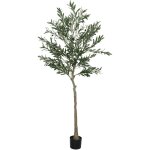 Olivier artificiel h. 180 cm - grand r�alisme - 900 feuilles en soie, 40 olives - mousse effet lichen ...