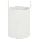 Panier � linge 36l corbeille � linge pliable portable en coton 2 poign�es blanc cr�me