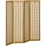 Homcom - paravent intrieur ajour 4 panneaux pliables sparateur de pice bois de paulownia verni