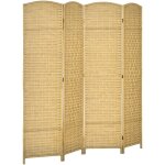 Homcom - paravent intrieur en bois 4 panneaux 180 x 180 cm sparateur de pice pliable bois naturel