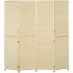 Paravent en bois de bambou homcom 4 panneaux 180 x 180 cm sparateur de pice cloison de sparation pliable ...