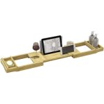 Homcom - pont plateau de baignoire extensible 75 - 109l cm - porte - gobelet et savon - bambou verni Homcom - pont plateau de baignoire extensible 75 - 109l cm - porte - gobelet et savon - bambou verni