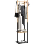 Portant pour vêtements en bambou, porte - manteau en bois avec tringle, étagères, patère, 4 barres latérales ... Portant pour vêtements en bambou, porte - manteau en bois avec tringle, étagères, patère, 4 barres latérales ...