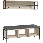 Homcom - porte - manteau mural vestiaire d'entre banc  chaussures 3 compartiments 3 patres barre penderie ...