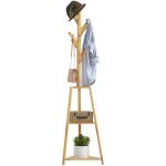 Portemanteau sur pied bois bambou - 8 patres, 3 tagres - dim. 46l x 46l x 175h cm