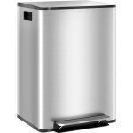 Homcom - poubelle de cuisine à pédale 2 compartiments 2 x 30l - seaux amovibles - acier inox. brossé Homcom - poubelle de cuisine à pédale 2 compartiments 2 x 30l - seaux amovibles - acier inox. brossé
