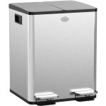 Homcom - poubelle manuelle tri selectif 2 bacs capacit totale 20l acier inox. bross