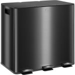 Homcom - poubelle manuelle tri selectif 3 bacs capacit totale 45l acier inox. bross