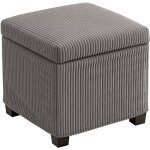 Homcom - pouf coffre de rangement velours ctel dim. 40 x 40 x 40 cm gris