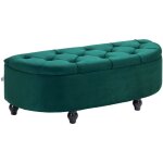 Homcom - pouf de rangement coffre 2 en 1 - pouf design classique chic capitonn demi - cercle - pieds ...