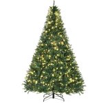 Sapin de nol artificiel lumineux led x 700 blanc chaud + support pied  132 x 210h cm 2154 branches ...
