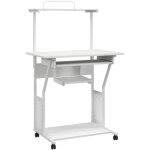Homcom - station de travail mobile - bureau informatique sur roulettes - 3 tagres, tablette clavier ...