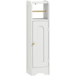 Support papier toilette - armoire pour papier toilette - 2 niveaux + rouleau papier effet bois blanc
