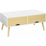 Homcom - table basse rectangulaire design scandinave 2 tiroirs coulissants grande niche piètement bois ... Homcom - table basse rectangulaire design scandinave 2 tiroirs coulissants grande niche piètement bois ...