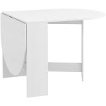 Table à manger pliante 6 personnes - table design effet bois blanc ovale Table à manger pliante 6 personnes - table design effet bois blanc ovale