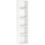Homcom - tag�re cube colonne - biblioth�que - rangement 5 compartiments - dim. 30 x 24 x 133 cm - blanc ...