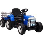 Homcom - tracteur �lectrique enfant avec remorque - effets sonores lumineux - t�l�commande - 3 - 6 km ...