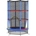 Homcom - trampoline enfant 140 cm max. 45 kg - filet scurit, porte zippe, 6 poteaux rembourrs - ...