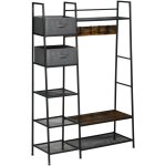 Homcom - vestiaire d'entre style industriel - 6 tagres, 4 crochets, 2 tiroirs en tissu - dim. 125 ...